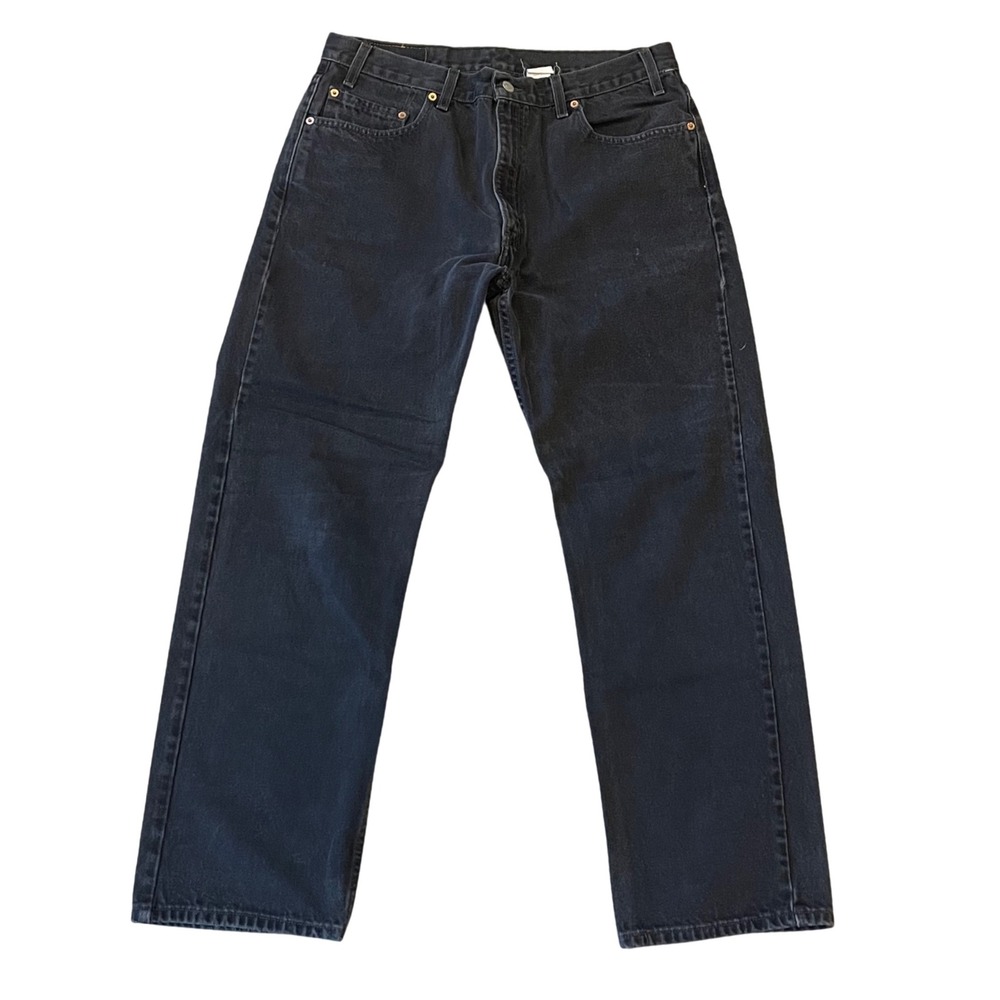 Levi‎ Strauss 505 Mens Jeans 36x30 Black Regular Fit Straight Leg Denim